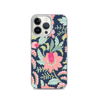 Flowers iPhone Case / Flowery Stitched Design iPhone Cover / Pink Navy Bloom Phone / Free Shipping