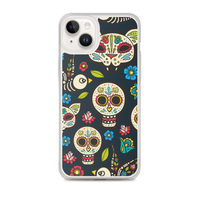 Apple iPhone Case Skulls / Phone Case / iPhone Cover/ Dia de los Muertos / Day of the Dead Theme / Skulls Cat Bird Flowers