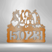 Gnome Address Sign- House Number Metal Sign- Housewarming Gift-Metal Home Décor- Free Shipping