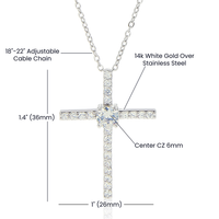 To Our Granddaughter CZ Cross Pendant Necklace / Faith Birthday Present for Her / 14K White Gold Dipped / Free Shipping