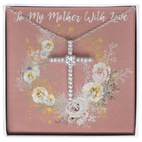 Mother Gift Necklace / CZ Cross Necklace / Gift for Mom / Mother's Day Holiday / Free Shipping