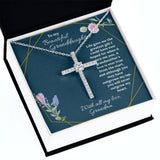 To My Beautiful Granddaughter Cross Pendant Necklace / Faith Birthday Present for Her / 14K White Gold Dipped / Free Shipping