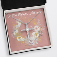 Mother Gift Necklace / CZ Cross Necklace / Gift for Mom / Mother's Day Holiday / Free Shipping