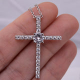 To My Girlfriend's Mom CZ Cross Pendant Necklace / Faith Gift for Her / 14K White Gold Dipped / Free Shipping