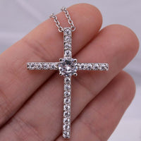 To Our Beautiful Daughter from Mom and Dad CZ Cross Pendant Necklace / Birthday Present for Her / 14K White Gold Dipped / Free Shipping