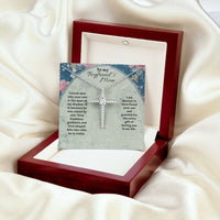 To My Boyrfriend's Mom CZ Cross Pendant Necklace / Faith Gift for Her / 14K White Gold Dipped / Free Shipping