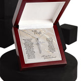 To My Wife CZ Cross Pendant Necklace / Anniversary Gift for Her / 14K White Gold Dipped / Free Shipping