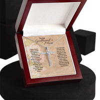 To My Girlfriend's Mom CZ Cross Pendant Necklace / Faith Gift for Her / 14K White Gold Dipped / Free Shipping