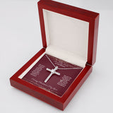 To My Amazing Wife at Christmas CZ Cross Pendant Necklace / Christmas Present for Her / 14K White Gold Dipped / Free Shipping