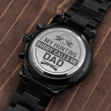 Hunting Dad Gift / Father's Day Gift/ Engraved Design Black Chronograph Watch/ Free Shipping