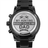 Hunting Dad Gift / Father's Day Gift/ Engraved Design Black Chronograph Watch/ Free Shipping