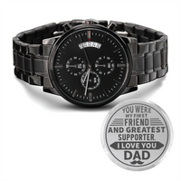 Dad Gift / Father's Day Gift/ Engraved Design Black Chronograph Watch/ Free Shipping