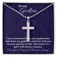 Godson Cross Necklace on Ball Chain for Baptism Communion Confirmation / Faith Inspirational / Free Shipping