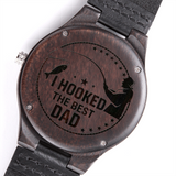 To My Fishing Dad / I Hooked The Best Dad / Engraved Wooden Watch  /Gift for Father / Free Shipping