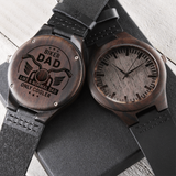 Biker Dad Gift/ Father's Day Gift/ Engraved Wooden Watch / Free Shipping