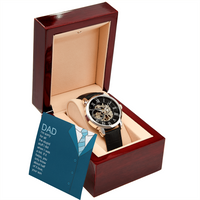 Dad you only know about half of it love.  Men's Openwork Watch With Mahogany Box  / Free Shipping