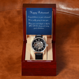 Retirement Gift/ Coworker Gift/ Men's Openwork Watch With Mahogany Box /Gift For Coworker Boss/ Free Shipping