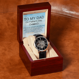 To My Dad - You've held me close when times were tough Men's Openwork Watch With Mahogany Box / Free Shipping