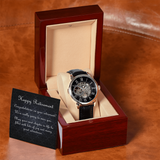 Retirement Gift/ Coworker Gift/ Men's Openwork Watch With Mahogany Box /Gift For Coworker Boss/ Free Shipping