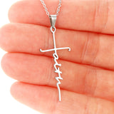 To Our Beautiful Daughter Faith Cross Pendant Necklace / 14K White Gold Finish / Free Shipping