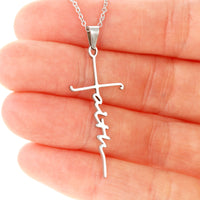 To My Goddaughter Faith Cross Pendant Necklace / 14K White Gold Finish / Free Shipping