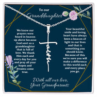 To Our Granddaughter Faith Cross Pendant Necklace / 14K White Gold Finish / Free Shipping