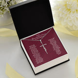 To My Beautiful Mom on My Wedding Day Faith Cross Pendant Necklace / 14K White Gold Finish / Free Shipping