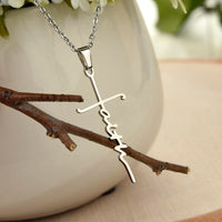 To Our Beautiful Daughter Faith Cross Pendant Necklace / 14K White Gold Finish / Free Shipping