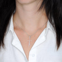 To My Beautiful Granddaughter Faith Cross Pendant Necklace / 14K White Gold Finish / Free Shipping