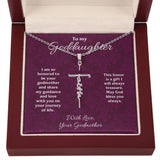 To My Goddaughter Faith Cross Pendant Necklace / 14K White Gold Finish / Free Shipping