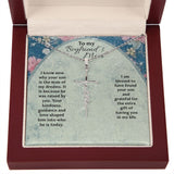 To My Boyfriend's Mom Faith Cross Pendant Necklace / 14K White Gold Finish / Free Shipping