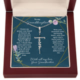 To My Granddaughter Faith Cross Pendant Necklace / 14K White Gold Finish / Free Shipping