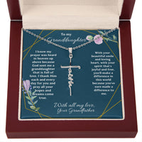 To My Granddaughter Faith Cross Pendant Necklace / 14K White Gold Finish / Free Shipping