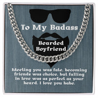 To My Badass Bearded Boyfriend Cuban Link Chain / Boyfriend Necklace / Free Shipping