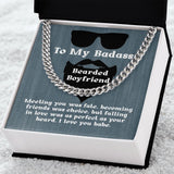 To My Badass Bearded Boyfriend Cuban Link Chain / Boyfriend Necklace / Free Shipping