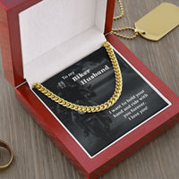 To My Biker Husband Cuban Link Chain Necklace / Holiday Gift for Guy / Free Shipping