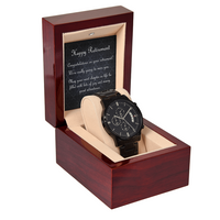 Retirement Gift/ Gift Coworker Boss/ Black Chronograph Watch  with mahogany gift box / Free Shipping
