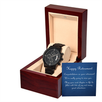 Retirement Gift/ Gift Coworker Boss/ Black Chronograph Watch  with mahogany gift box / Free Shipping