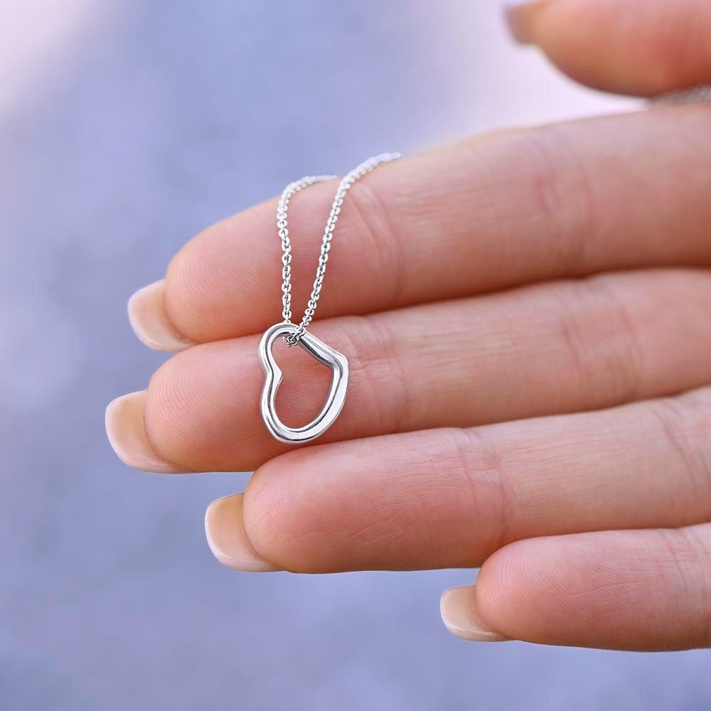 Delicate Heart Pendant Necklace Gift for Her / Sterling Silver with 14K White Gold 18K Yellow Gold