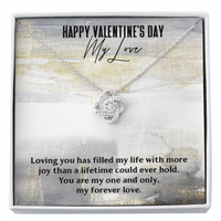 To My Valentine / Valentine's Day Love Knot Necklace / White Gold Overlay Jewelry Gift for Wife Girlfriend / Romantic Love / Free shipping
