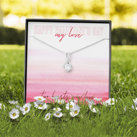 Happy Valentine's Day Gift Necklace / White Gold Overlay Pendant Necklace / Gift for Mom Friend Wife Girlfriend / Free Shipping