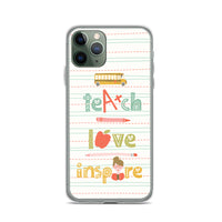Apple iPhone Case Teach Love Inspire / Teacher Education Phone Cover / School Days / School Supplies / Free Shipping / Bus Crayon Pencil