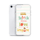 Apple iPhone Case Teach Love Inspire / Teacher Education Phone Cover / School Days / School Supplies / Free Shipping / Bus Crayon Pencil