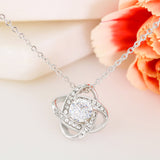 Happy Valentine's Day Eternal Love Knot Necklace / White Gold Overlay Jewelry Gift for Wife Girlfriend / Romantic Love / Free shipping