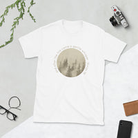 And After the Fire Came A Gentle Whisper Short-Sleeve Unisex T-Shirt / Christian Shirt / Faith Tee / Free Shipping / Fog Forest