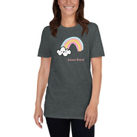 Covenant Rainbow Short-Sleeve T-Shirt - Faith Based Tshirt - Bible Verse Genesis 9:12-17 - Gift Idea - Happy Smiling Cloud with Rainbow