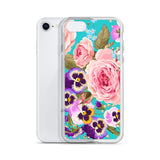Apple iPhone Case Flowers / Phone Case / iPhone Cover / Roses Pansies / Pink Teal Purple Yellow