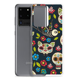 Samsung Galaxy Case Skulls / Phone Case / Samsung Galaxy Cover/ Dia de los Muertos / Day of the Dead Theme / Skulls Cat Bird Flowers