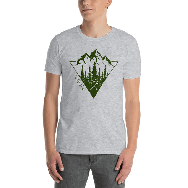 Vibin' Short-Sleeve Unisex T-Shirt / Nature Mountains Tshirt / Vibing Shirt / Forest Evergreen Hiking / Free Shipping