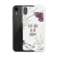 Apple iPhone Case / Feel Free To Be Happy / Phone Case / iPhone Cover / Butterfly Dragonflies / Free Shipping